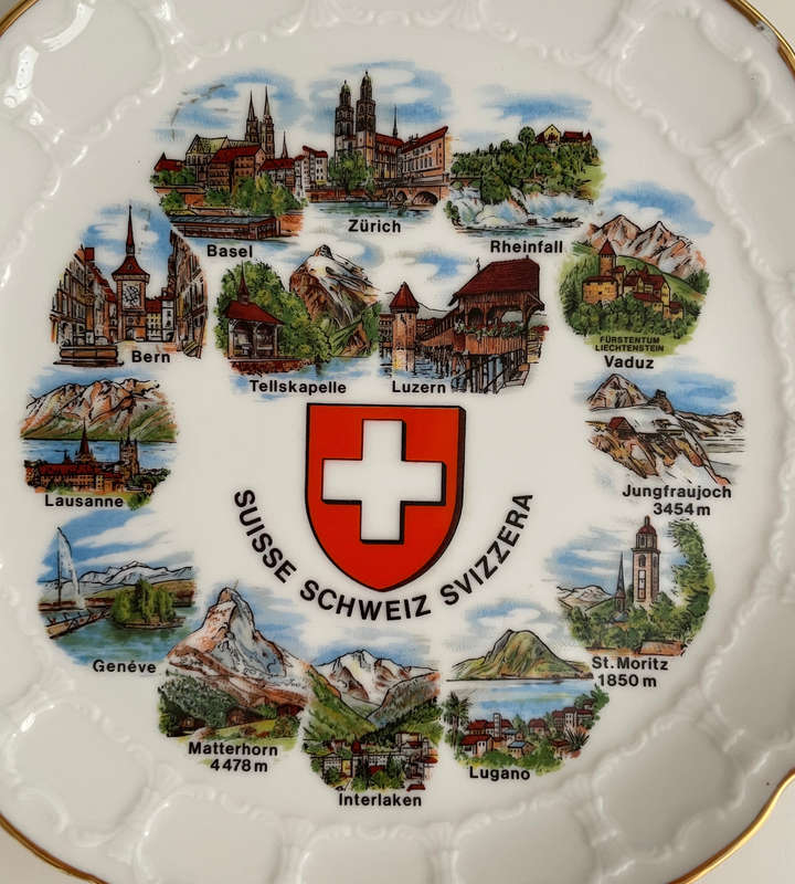1970s Suisse Schweiz Svizzera Switzerland Souvenir Collector Plate  E&A Böckling Neudenau, 19.5cm