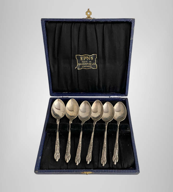 Vintage Boxed Set of 6 EPNS Apostle Tea Spoons  Silver Plated  Sheffield England