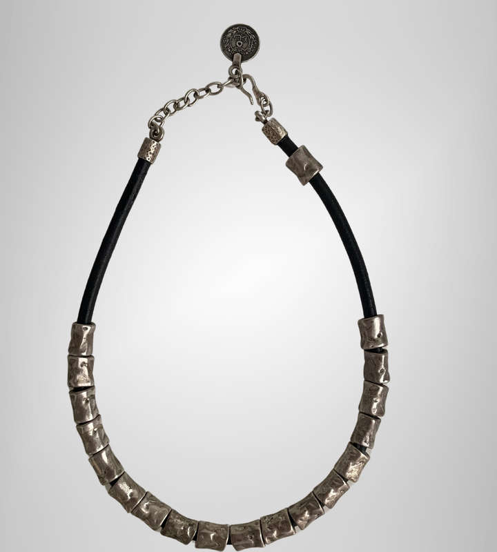 Vintage Osmanli Taki Pewter Choker  Turkish Statement Necklace, Ottoman Coin Fob, 41cm + 8cm Extens