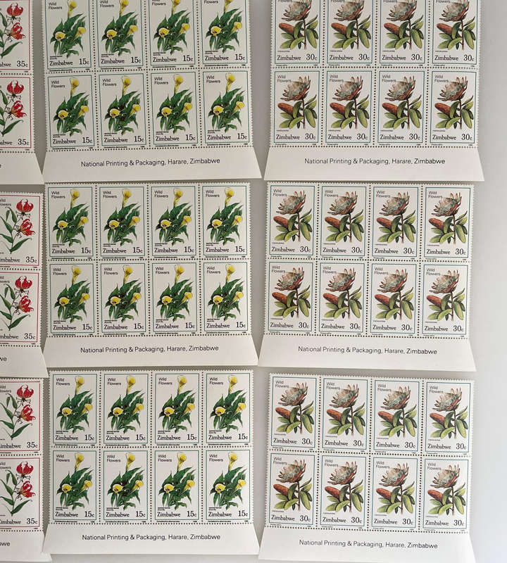 Zimbabwe Wildflower Stamps  1985 & 1989  MNH Blocks & Singles  252 Stamps Total
