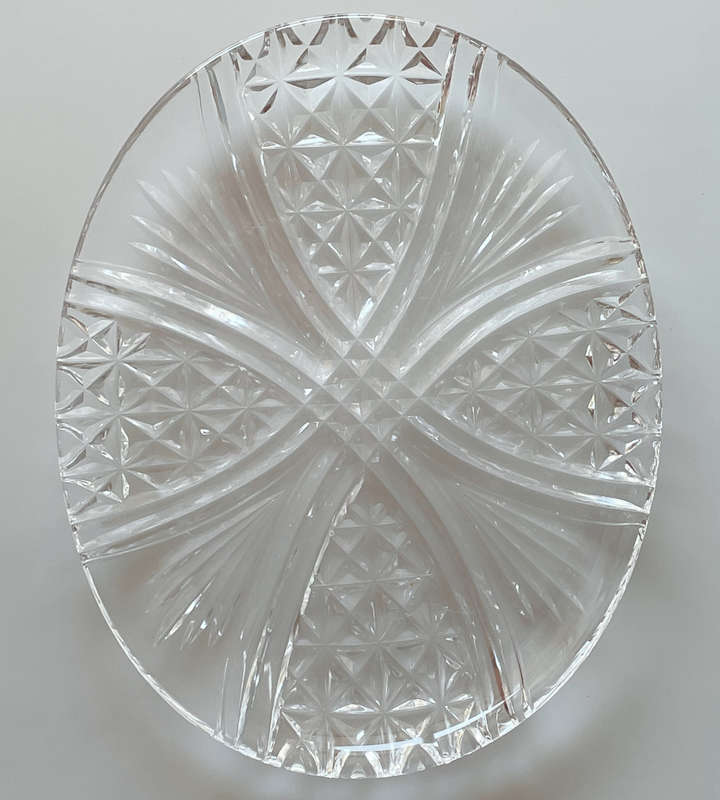 Oval Stuart Cut Crystal Platter  28cm x 21.7cm, 1960s/70s, Excellent Condition