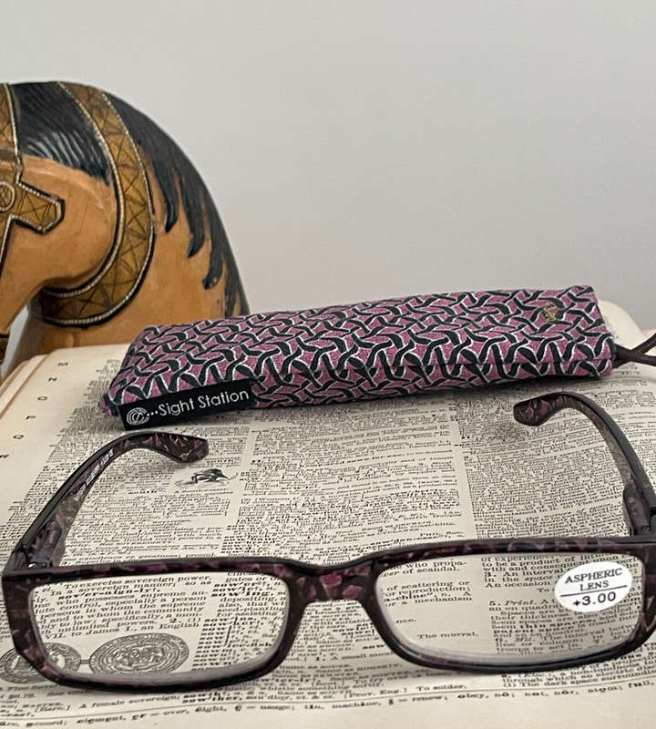 Sight Station +3.00 Artisan Mulberry Reading Glasses with pouch + Free Sunglasses (Choose A, B, C, o
