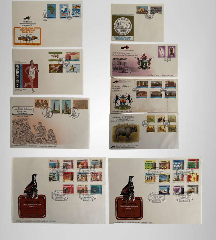Zimbabwe First Day Covers  Political & National Themes (19841990) | Trade Fair, Olympiad, Heroes D