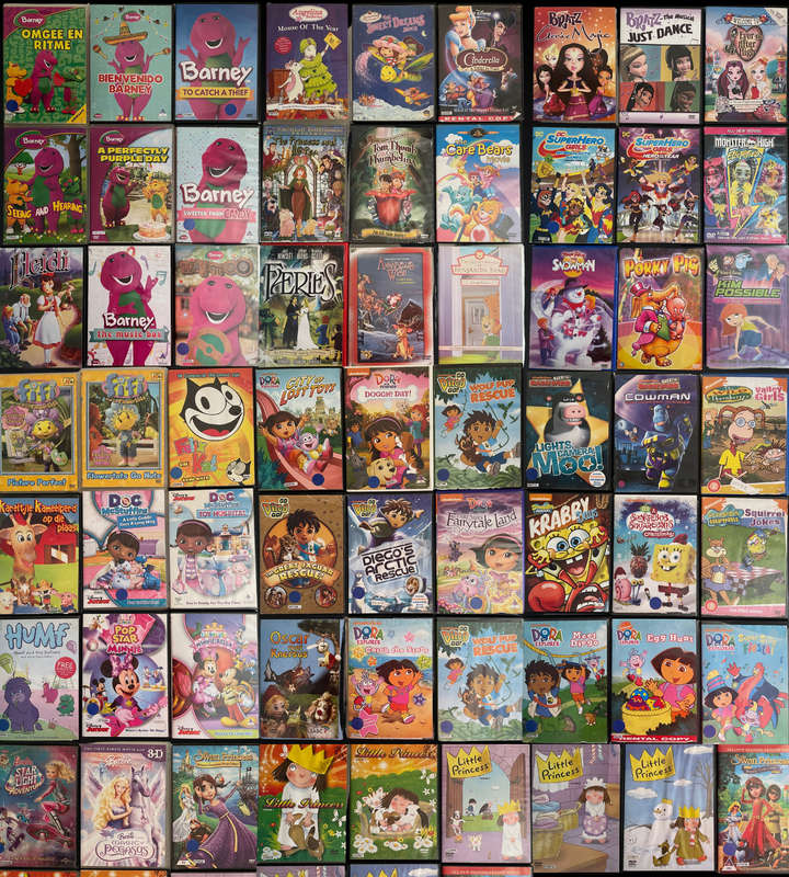 Clearance sale - 60+ Kids' DVDs | Girly Animated Bundle | Barbie, Bratz, Dora & More | Used