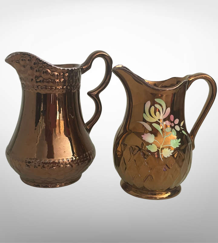 Set of 2 Vintage Small Milk Pitchers  Wade (1940s) & Oldcourt Ware (1955)  Rustic Charm