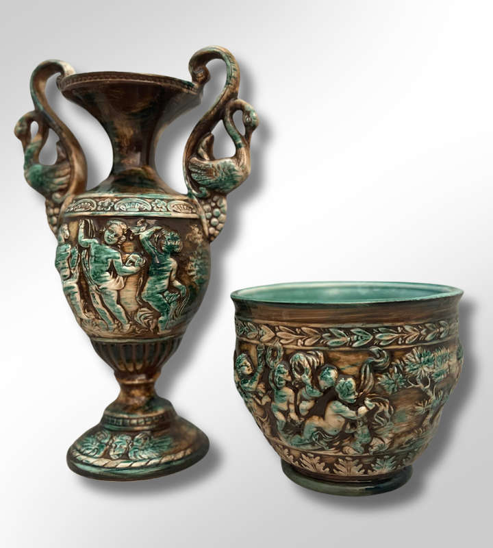 Rare Vintage Capodimonte Vase and Planter Set - Large