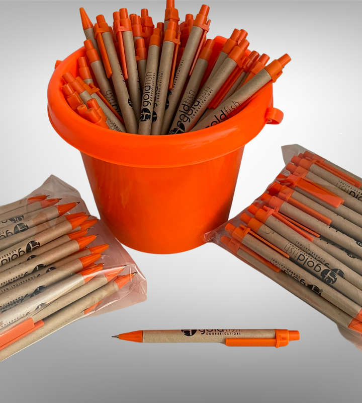 Lot of 100 x Goldfish Communications Pencils  Screwback Cap, Cardboard Body, Plastic Tips