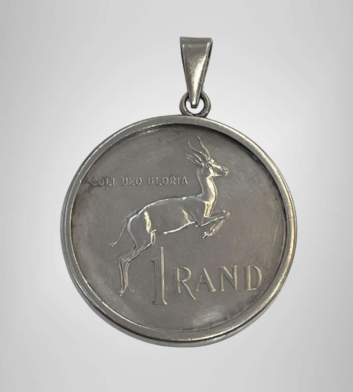 1989 R1 SA Coat of Arms Silver Proof Coin in Pendant  80% Silver  17.4g  Only 5454 Minted