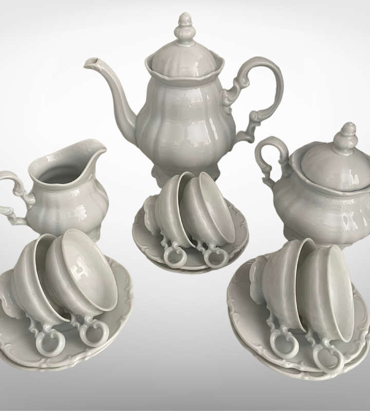 Hutschenreuther Sylvia All-White Tea Set  Crafted in Germany, Discontinued
