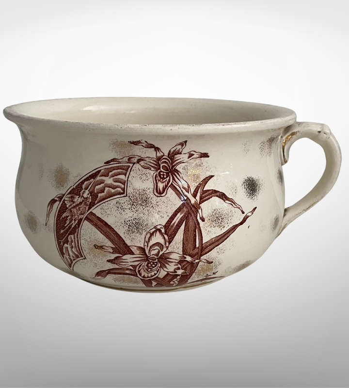 Antique Winkle & Wood "Orchid" Transferware Chamber Pot  c. 1886