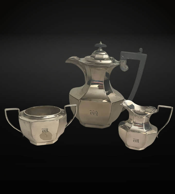 Antique George V Nickel Silver Art Deco Tea Service (1920s)  J D K & L N S Marked