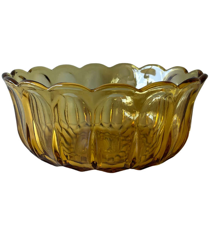Vintage Anchor Hocking Amber Fairfield Serving Bowl Compote  Honey Amber Pressed Glass, 22.5cm
