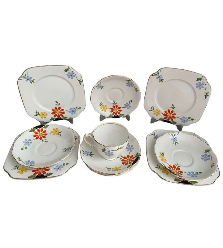 13-Piece Bell China Art Deco Set  Hand Painted, 1930s (1936-1966, England)