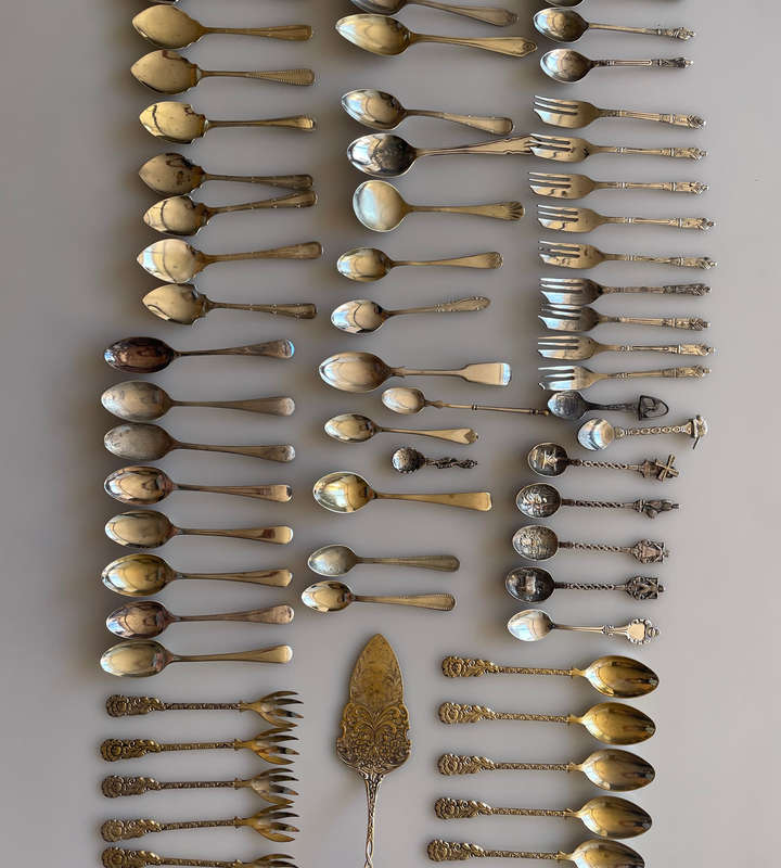 61+ Piece Vintage & Antique Teaspoons and Cake Forks Collection  Sheffield, Sweden