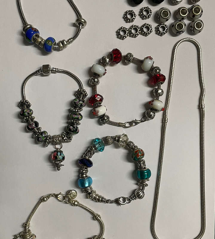 bracelets & necklace with assorted charms - 925 marked