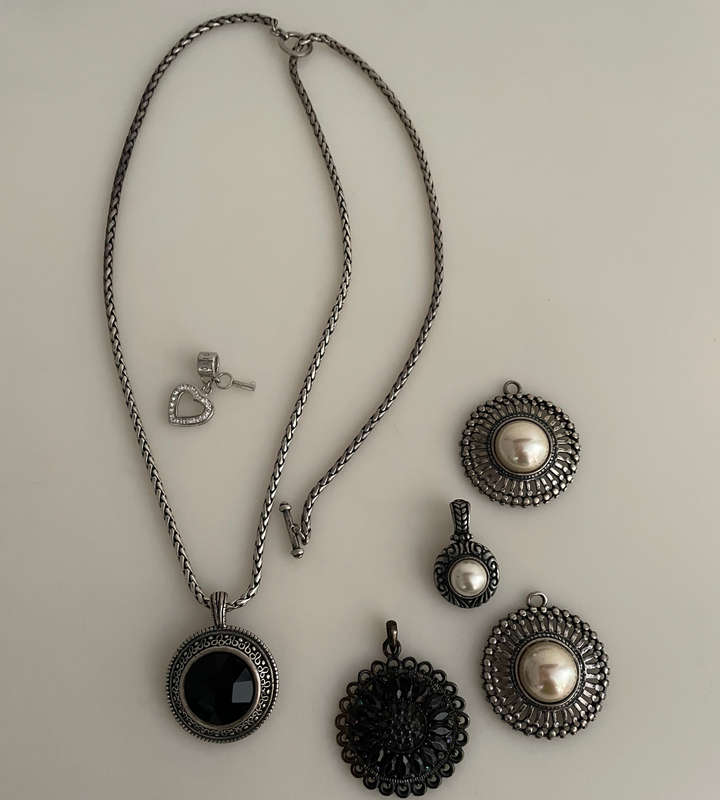 5 Miglio Designer Pendants + Adjustable Luxedo Necklace + Bonus Black Clip-On Pendant- Bargain