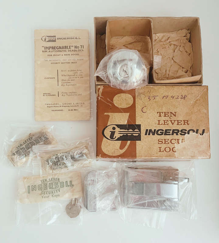 Rare Find Vintage Ingersoll "Impregnable" 10 Lever Rim Automatic Deadlock No. 71 - Unused