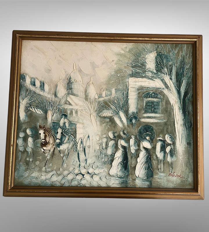 Original Boris Chezar Signed Oil Painting  Montmartre Paris Scene  Textured Art (R495!)