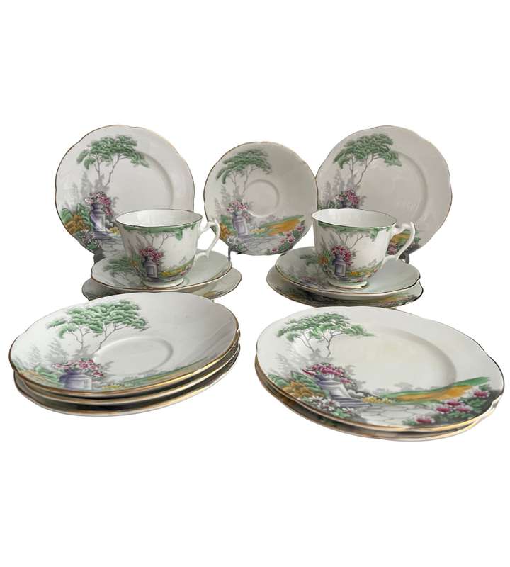 14-Piece Part Tea Service  Adderley Fine Bone China (c. 1947, England)