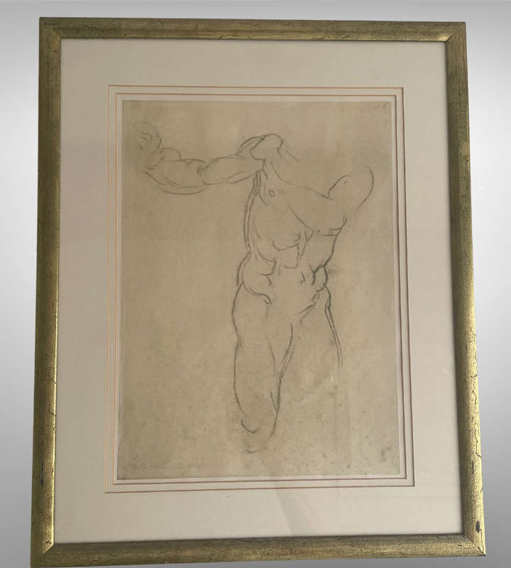 Framed Print - Study for a Masculine Bust by Michelangelo | 38x28cm Artwork | Preowned Frame