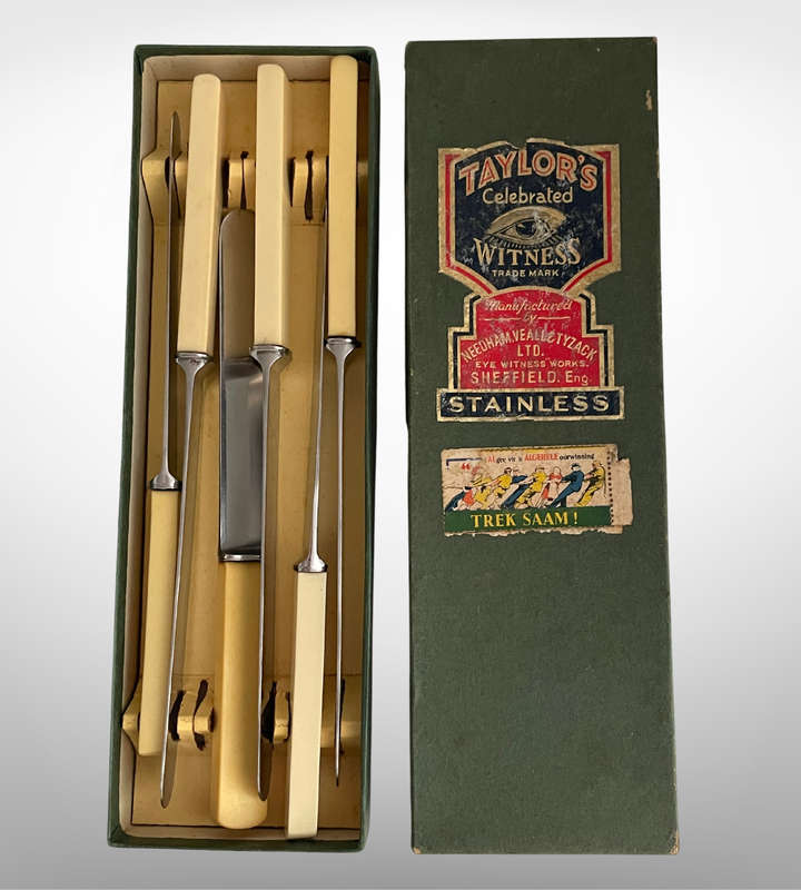6 Sheffield-Made Knives  3 Taylors Eye Witness Butter Knives in Original Box & 3 George Wo