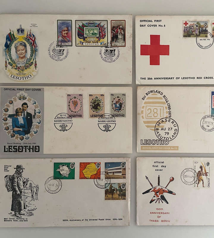 Lot of 6 Lesotho First Day Covers | 1970s1980s Commemorative FDCs | Red Cross, Royal Wedding