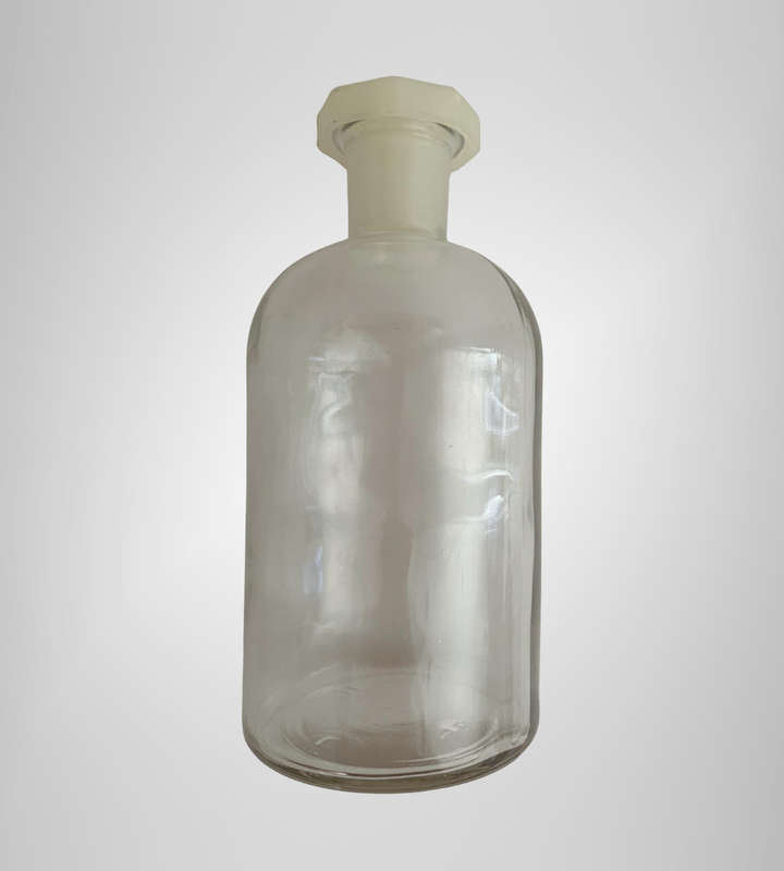 Vintage 500ml Clear Glass Apothecary Bottle with Flat Plastic Stopper