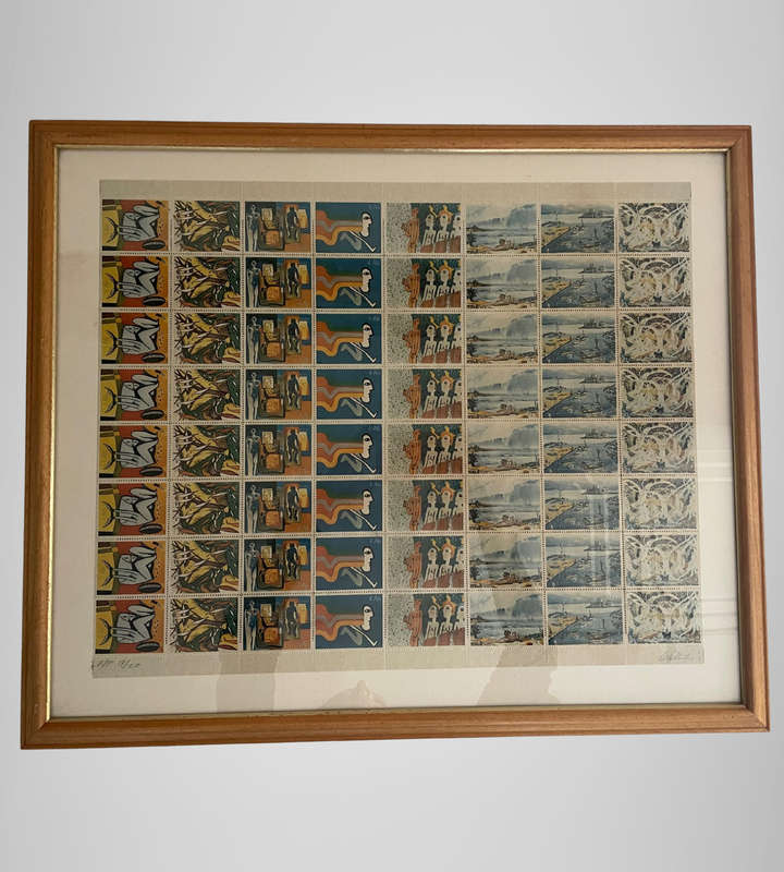 Walter Battiss Fook Island Postage Stamps Signed by Giles Battiss | Limited Edition 17/20 | Framed