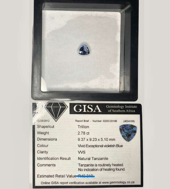 Bargain Trillion Cut 2.78ct Natural Tanzanite - GISA Certified- Huge Reduction in Price
