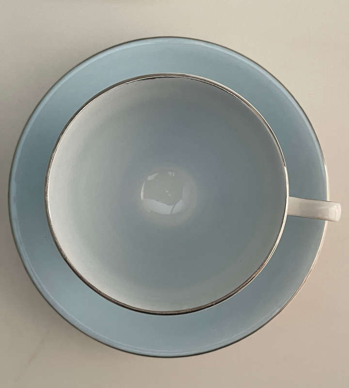 Vintage Sevron Blue Lace Royal Standard Fine Bone China Cups & Saucers Set (1950s-70s) - Made in Eng