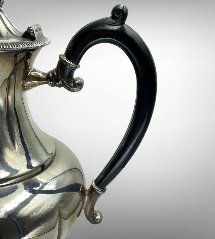 Vintage Oneida Melon Silver Tea Set  4 Piece | Coffee & Teapot | Bakelite Handles | SP on Copper