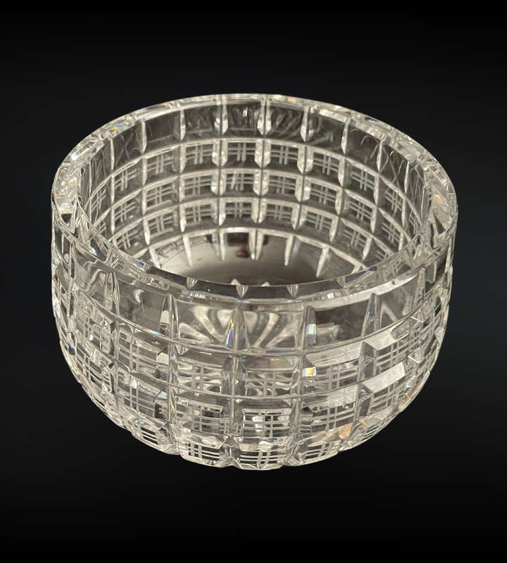Vintage Art Deco Block Crystal Bowl - Geometric Cut Design- Star Bottom