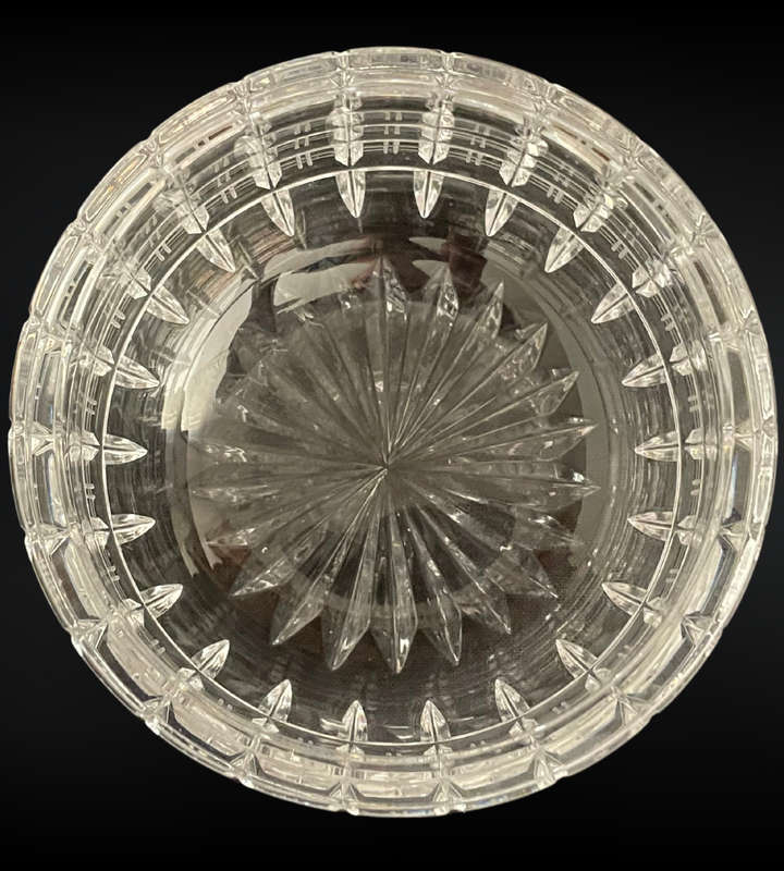 Vintage Art Deco Block Crystal Bowl - Geometric Cut Design- Star Bottom