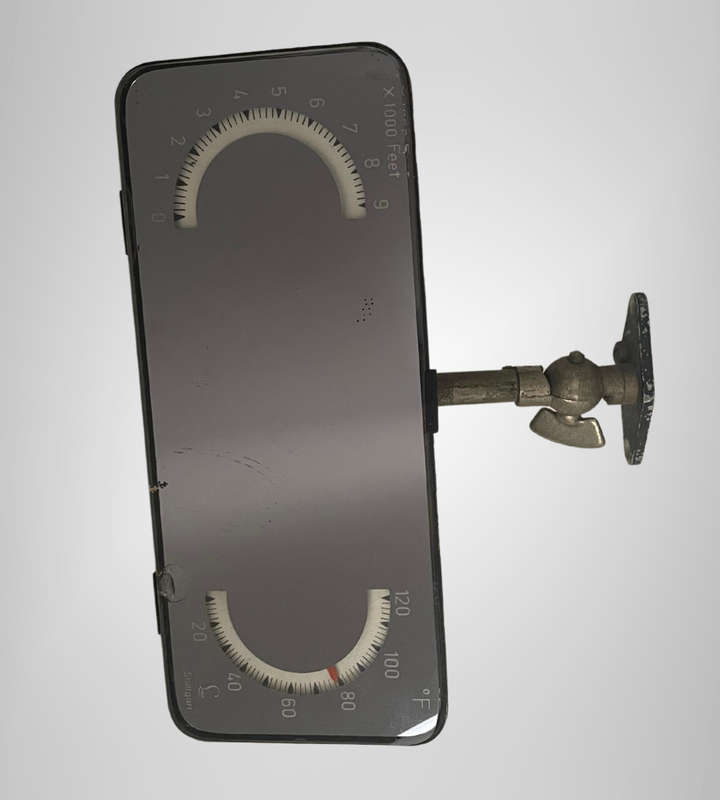 R1 Start! Vintage Mancave Lot  Lufft Stuttgart Rearview Mirror (Thermo/Altimeter), Morris Minor Bad