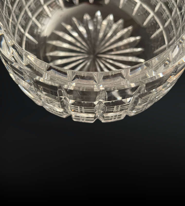 Vintage Art Deco Block Crystal Bowl - Geometric Cut Design- Star Bottom