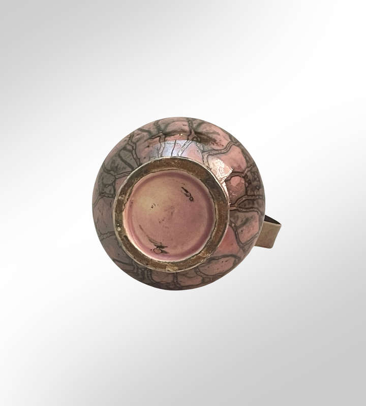 Unusual Pink Tiny Delft Jug with Brass Spout from the Mid-Century Modern 1950s.