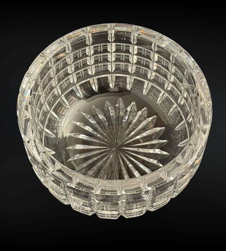 Vintage Art Deco Block Crystal Bowl - Geometric Cut Design- Star Bottom