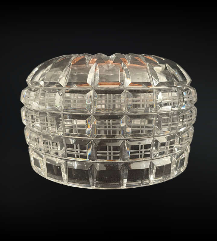 Vintage Art Deco Block Crystal Bowl - Geometric Cut Design- Star Bottom