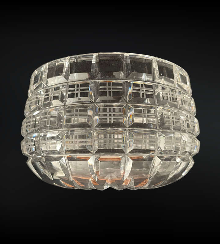Vintage Art Deco Block Crystal Bowl - Geometric Cut Design- Star Bottom