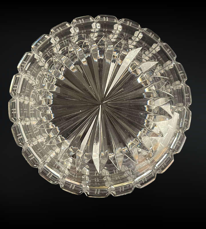Vintage Art Deco Block Crystal Bowl - Geometric Cut Design- Star Bottom