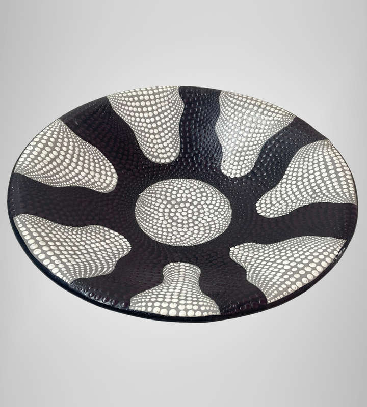 Large Hand Painted Tribal Dot Terracotta Fruit Bowl  36cm  Made in South Africa