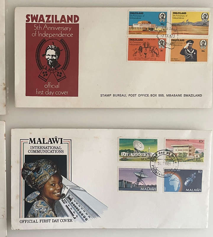 Lot of 4 First Day Covers  Malawi & Swaziland | 19731981 | Independence, Christmas, Communications