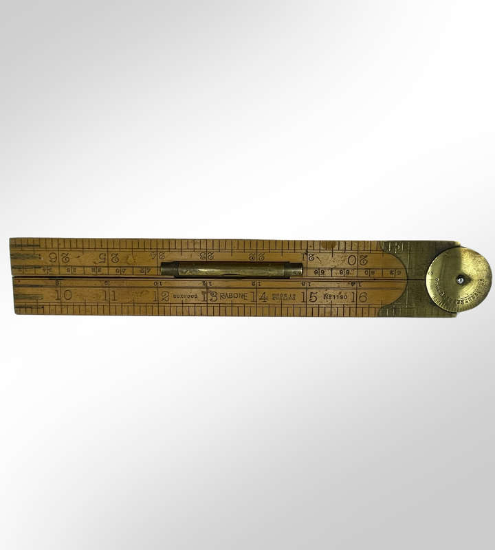 Vintage J. Rabone No. 1190 Boxwood Folding Rule  35 with Protractor Hinge & Spirit Level