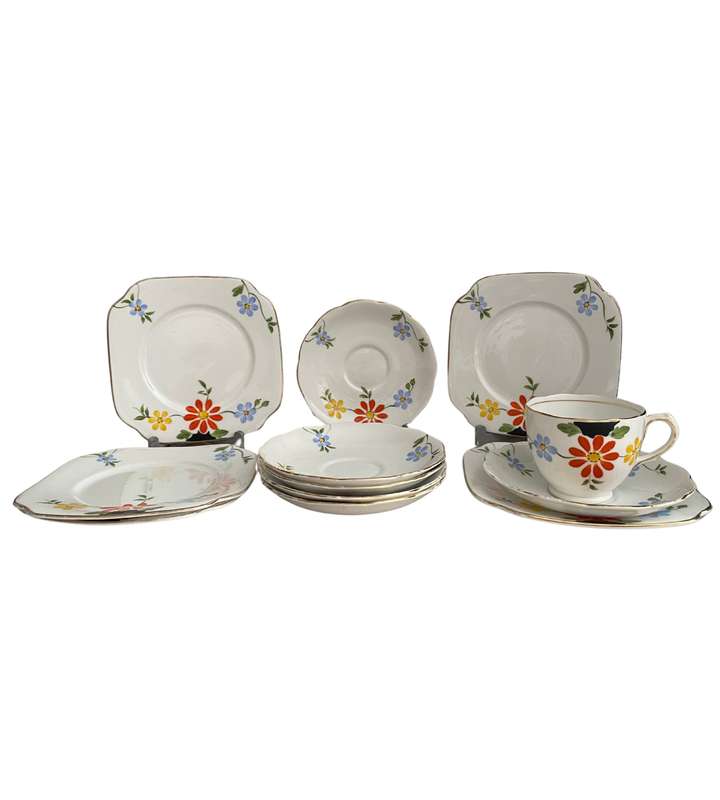 13-Piece Bell China Art Deco Set  Hand Painted, 1930s (1936-1966, England)