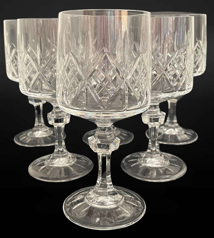 Set of 6 Vintage Vitria Handcut Lead Crystal Goblets  Stunning 16cm High Water/Wine Glasses