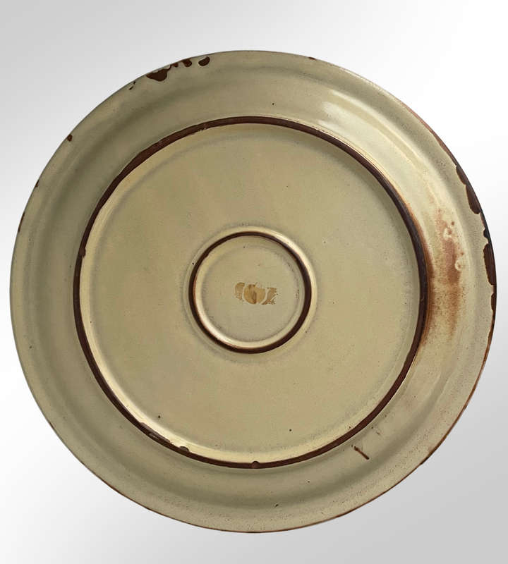 Vintage Shino-Style Studio Stoneware Serving Platter  Birds & Floral Motif (35.5cm) c1970's