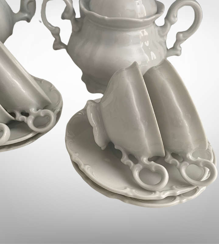 Hutschenreuther Sylvia All-White Tea Set  Crafted in Germany, Discontinued