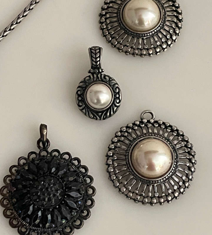 5 Miglio Designer Pendants + Adjustable Luxedo Necklace + Bonus Black Clip-On Pendant- Bargain