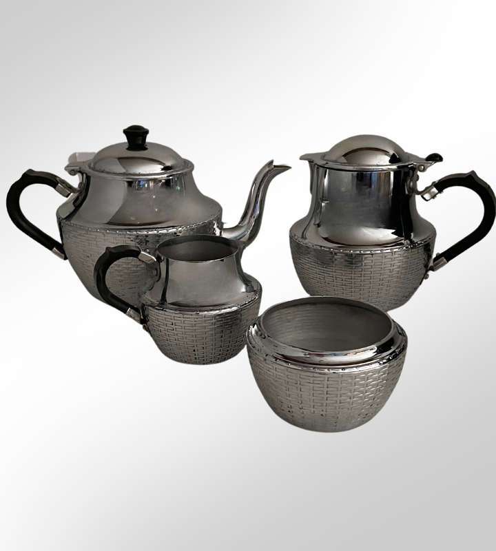 Vintage 1930's- 1960s Swan Brand Wikka Ware Chrome Tea & Coffee Service - 4 Piece Set