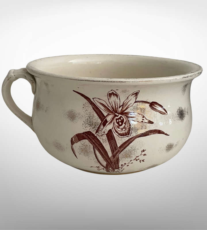 Antique Winkle & Wood "Orchid" Transferware Chamber Pot  c. 1886